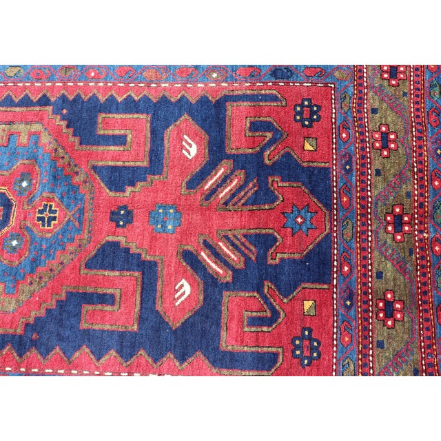 Textile Antique Caucasian Kazak Rug With Bold Geometric Tribal Medallion Design For Sale - Image 7 of 16