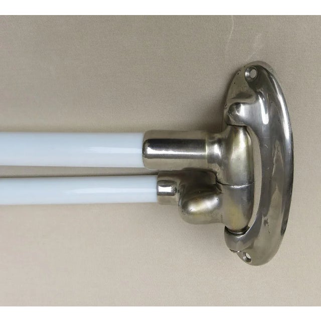 Silver Nickel-Plated and White Glass Towel Racks, France, 1920s For Sale - Image 8 of 12