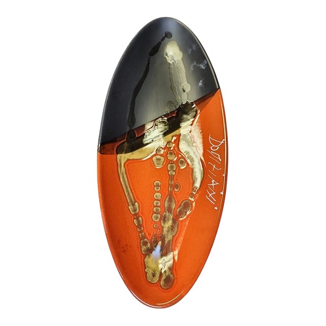 Vintage Roberto Domiziani Italian Studio Pottery Oval Tray For Sale