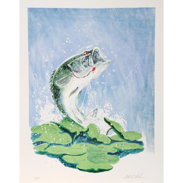 Modern Allen Friedman, Leaping Lunker, Lithograph For Sale - Image 3 of 3