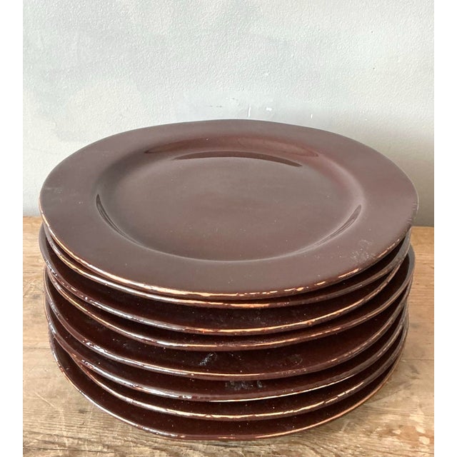 Vintage Italian Vietri Glazed Ceramic Plates - Set of 8 For Sale - Image 10 of 12
