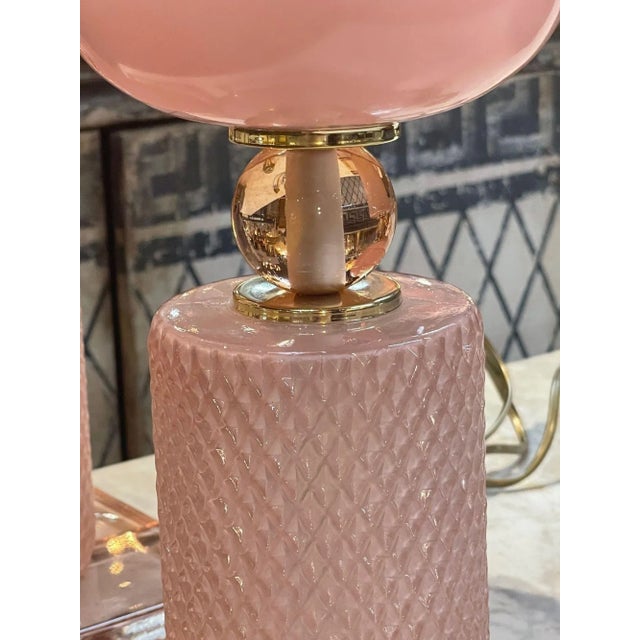 Early 21st Century Modern Pink Murano Glass Lamps For Sale - Image 5 of 8