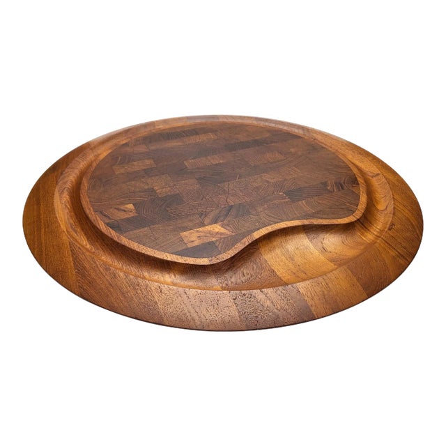 Mid 20th Century Dansk Staved Teak Round Carving or Cheese Board, Designed by Jens Quistgaard For Sale