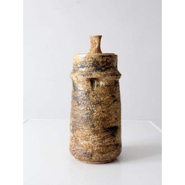Mid-Century Modern Vintage 1970s Handmade Studio Pottery Lidded Jar For Sale - Image 3 of 15