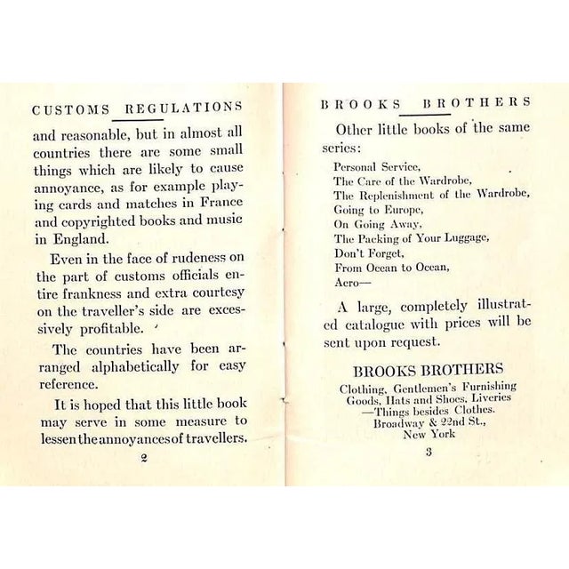 1910s Brooks Brothers Customs Regulations a Companion Book "Going to Europe" 1911 For Sale - Image 5 of 10