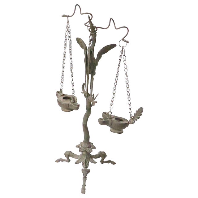Victorian 19th C. Grand Tour Candlesticks Bronze Heron Oil Lamps Made in Italy For Sale - Image 3 of 18