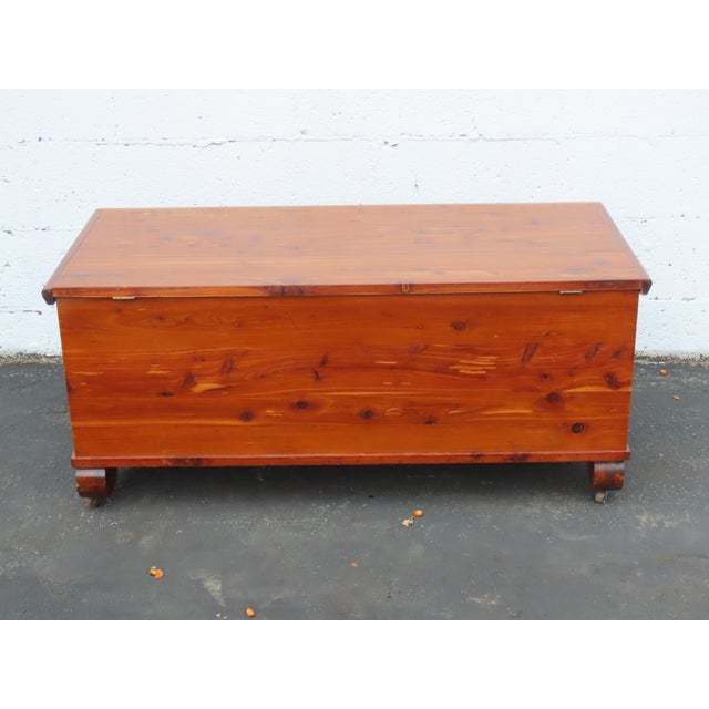 Traditional Early 1900s Solid Cedar Hope Chest Blanket Trunk Bench 6658 For Sale - Image 3 of 16