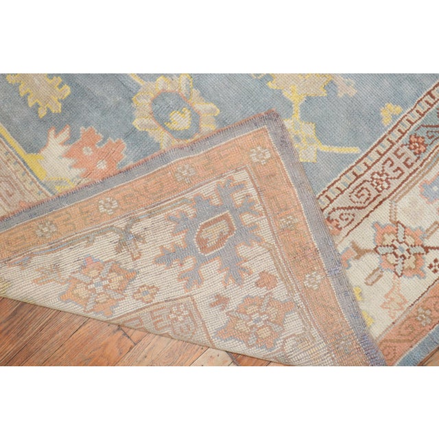Soft Blue Antique Oushak Rug, 9' X 12' For Sale - Image 9 of 10