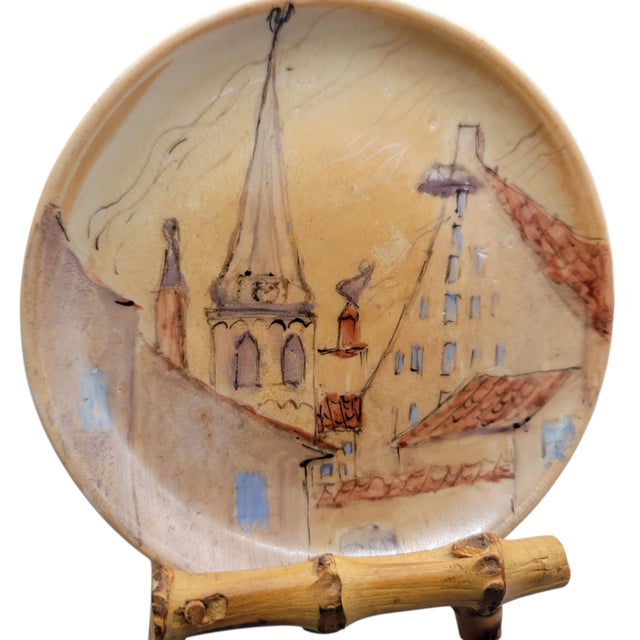 Three Vintage c.1970 Hand Painted Decorative Porcelain Plates by Eastern European Artist Milda Kalnina Brutane...