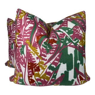 Stroheim "Magdalene Island" in Yellow/Pink/Green 22" Pillows-a Pair For Sale