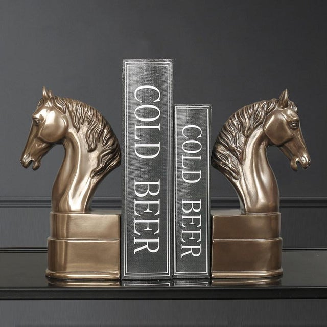 Traditional Early 21st Century Pair of Cold Cast Bronze Horse Head Bookends / Sculptures For Sale - Image 3 of 7