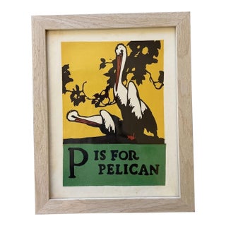 P Is for Pelican - Cb Falls 1923 - Original Woodblock Print From the Abc Book For Sale