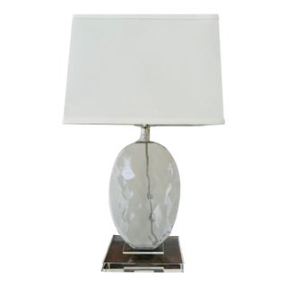 Late 20th Century Lauren by Ralph Lauren Faceted Crystal Table Lamp on Lucite Base With White Linen Shade For Sale