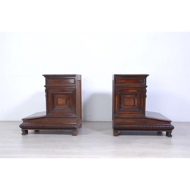 Wood Antique Bedside Tables, Early 1900s, Set of 2 For Sale - Image 7 of 18