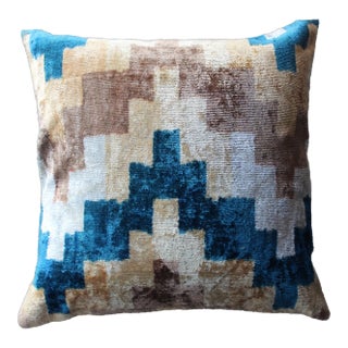 Contemporary Velvet Ikat Bohemian Throw Pillow For Sale