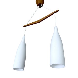 Scandinavian Pendant Light in Teak and Glass, 1960s For Sale