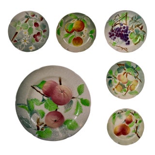 C. 1900 St. Clement French Faïence Fruit Plates- Set of 6 (A) For Sale