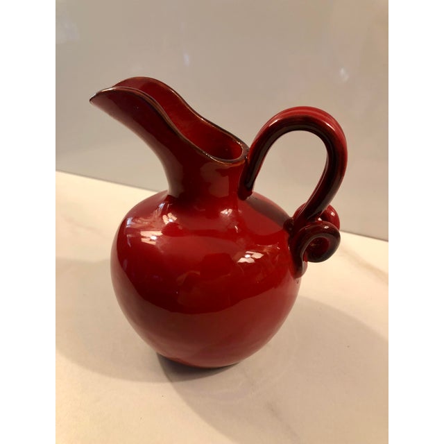 Mid-Century Modern 1970s Small Italian Red Ceramic Pitcher For Sale - Image 3 of 8