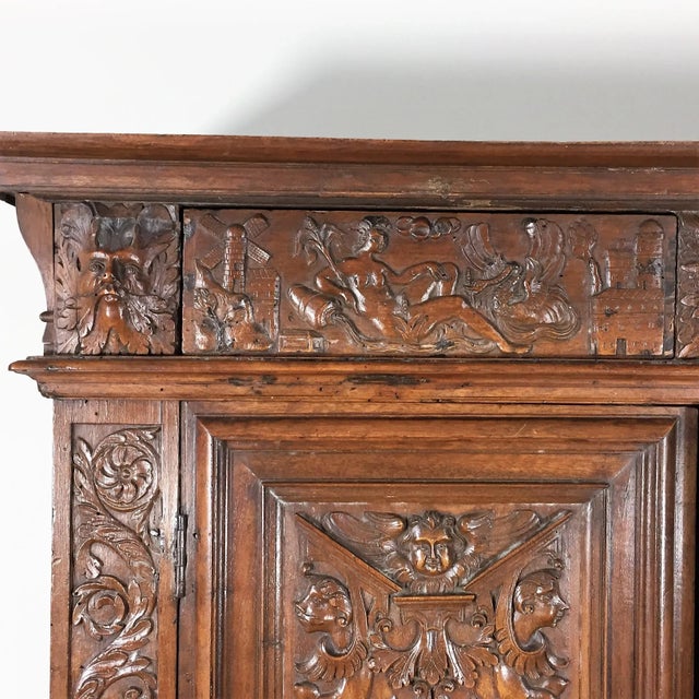 16th Century Renaissance Richly Carved Cupboard, 1580 For Sale - Image 5 of 12