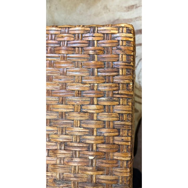 Wood Vintage Waterfall Console Table in a Woven Wicker, Raffia Basketweave Design For Sale - Image 7 of 7