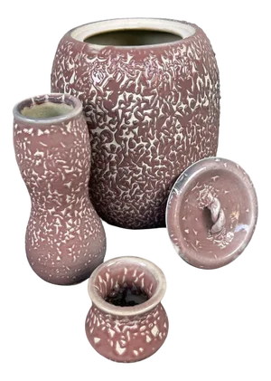 Japanese Tea Ceremony Set Shiso-Te Glaze, 1960s, Set of 3