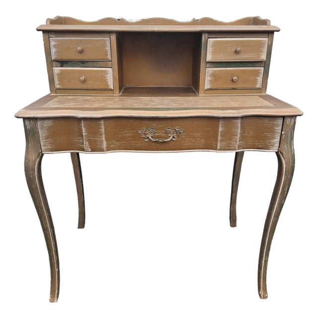 1950's French Provincial Ladies Writing Desk - Gold Finish For Sale