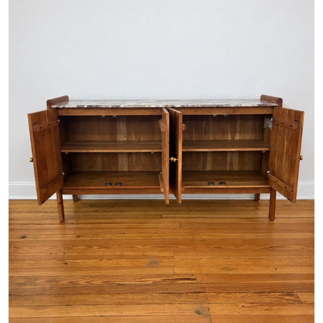 Cathedral Sideboard - Constructed in Acacia Wood With a Marble Top. This Piece Will Blend Well Into Either Contemporary or Traditional Spaces. For Sale In New York - Image 6 of 6