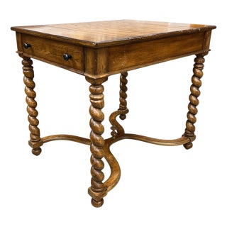Eddie Bauer by Lane Kitchen Game Table Barley Twist Legs Two Drawers For Sale