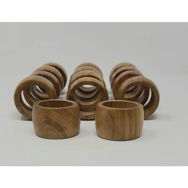 Modern Vintage Burl Wood Napkin Rings Set of 14 For Sale - Image 3 of 13
