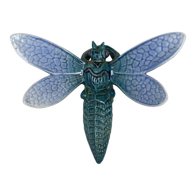 Majolica Dragonfly Wall Pocket Fives Lille, Circa 1900 For Sale