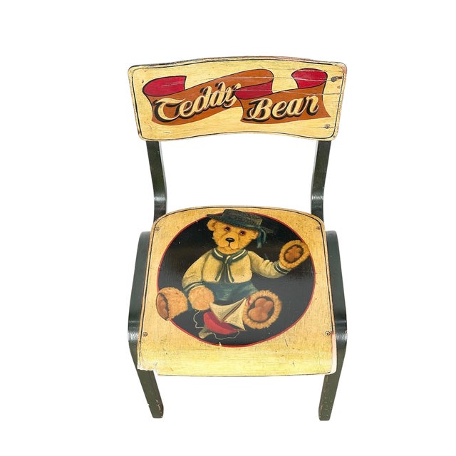 Vintage Hand Painted Child’s Chairs W Teddy Bears.