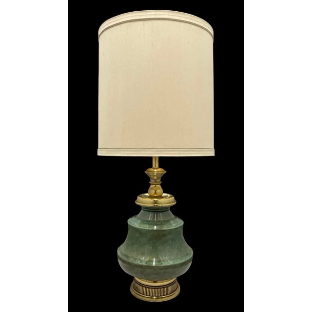 Large Size Frederick Cooper Crackle Glazed Porcelain Ginger Jar Table Lamp and Frederick Cooper Barrel Shade - a Pair For Sale - Image 13 of 13