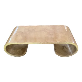 Lacquered Goatskin Parchment Coffee Table, C. 1970's For Sale