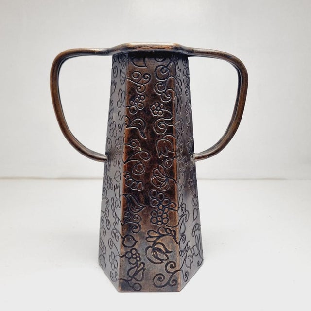 1920s Art Deco Style Brass Vase with Handles, 1920s For Sale - Image 5 of 14