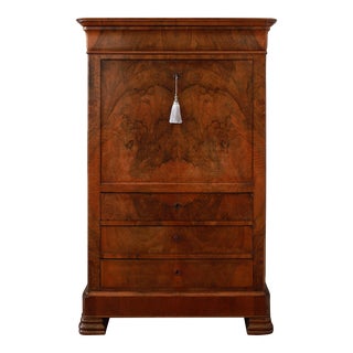 19th Century French Louis Philippe Secretary, Walnut Burl Wood Secretaire à Abattant For Sale