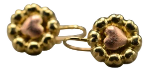 The Marguttas: Vintage 14 K Gold Heart Drop Earrings, 2 Pieces