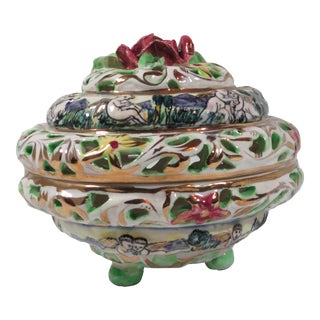1960s Capodimonte Pierced Covered Footed Bowl For Sale