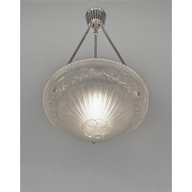Georges Leleu French Art Deco Pendant Light by Georges Leleu 1930 France For Sale - Image 4 of 13