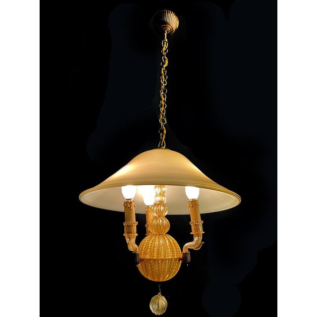 Italian Chandelier with Gold Inclusion by Barovier & Toso, 1940s For Sale - Image 14 of 16