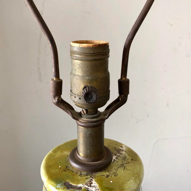 Monumental Green White Drip Glaze Pottery Table Lamp For Sale In Buffalo - Image 6 of 7