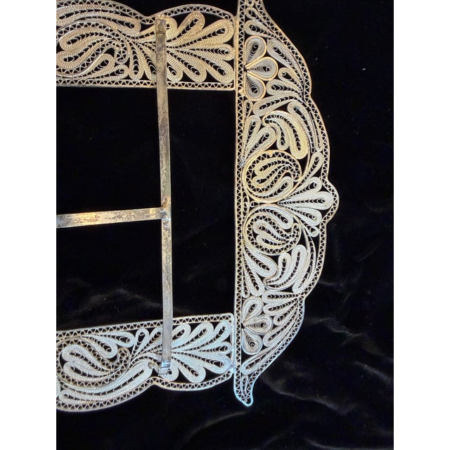 Mid 20th Century Vintage Persian Silver Filigree Wedding Frame, Large For Sale - Image 5 of 14
