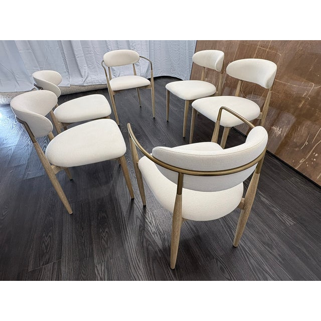 Restoration Hardware Arno Fabric Dining Chairs Complete Set of 6 | 4 Side Chairs & 2 Armchairs For Sale - Image 17 of 18