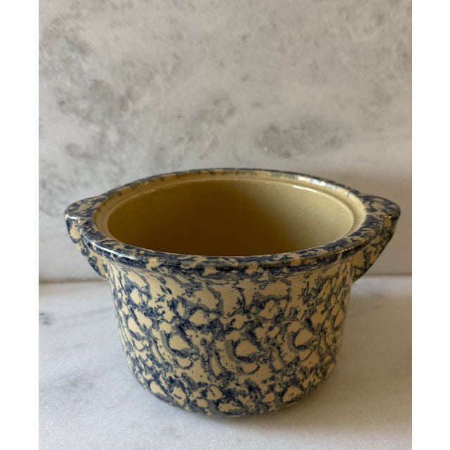 Vintage Robinson Ransbottom Pottery Company (RRP Co) blue spongeware casserole dish or bean pot (no lid). Made in...