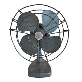 Vintage Mimar Products Model St-28s Desk Table Fan Blue Gray Metal Adjustable Tilting For Sale