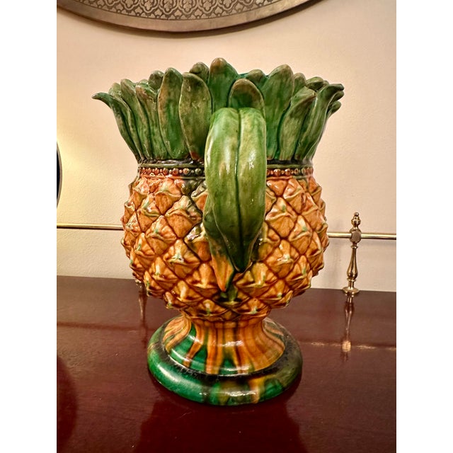 Ceramic Vintage Minton-Style Majolica Ceramic Pineapple Vase For Sale - Image 7 of 10