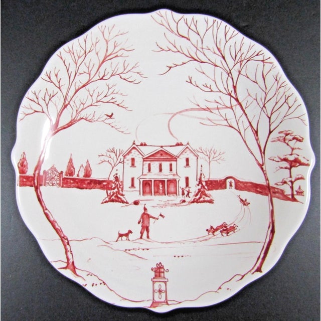 Ceramic Juliska Country Estate Ruby Party Plates 4 Landscapes With Box For Sale - Image 7 of 13