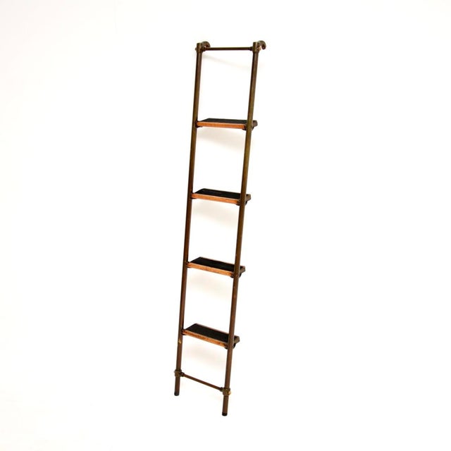 Antique Victorian Brass Library Steps Ladder, 1890s For Sale - Image 4 of 11