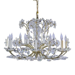 1980s Art Nouveau Schonbek Swarovski Primrose Crystal 14 Light Chandelier For Sale