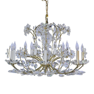1980s Art Nouveau Schonbek Swarovski Primrose Crystal 14 Light Chandelier