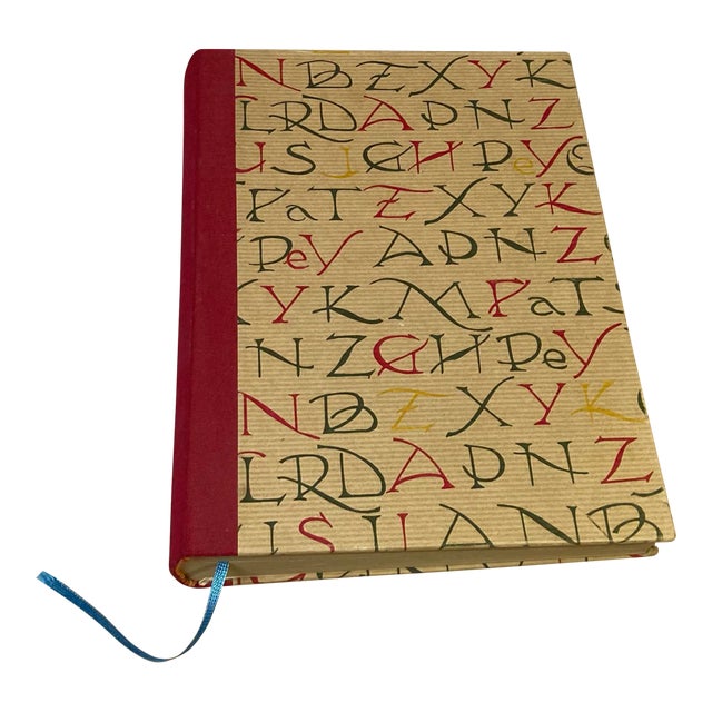 Hand Made Journal, Paper and Textile Hard Bound in Tan Red, Green and Yellow For Sale